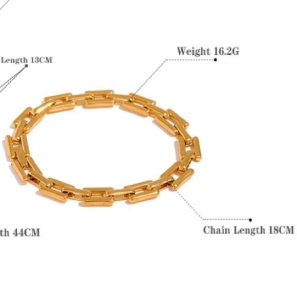 New 18k gold plated square cuban link chain bracelet - Picture 6 of 12